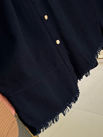 Sema Gömleği Püsküllü Pantolonlu Gabardin Takım-AY8579 Lacivert