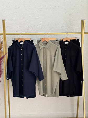Sema Gömleği Püsküllü Pantolonlu Gabardin Takım-AY8579 Lacivert