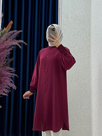 Seçil Kolları Nervüllü Linda Tunik-EL1176 Bordo