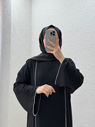 Bihter Boydan Taşlı Tüllü Elbise-PA9561 Siyah