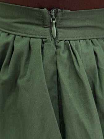 Erna Kemerli Poplin Etek-BN4362 Haki