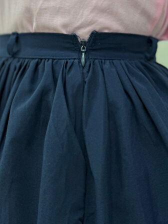 Erna Kemerli Poplin Etek-BN4362 Lacivert