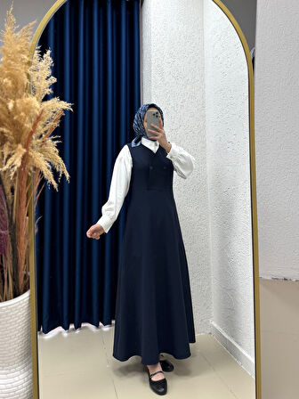 Zeninda Düğme Detaylı Jile-AS4059 Lacivert