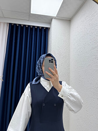 Zeninda Düğme Detaylı Jile-AS4059 Lacivert