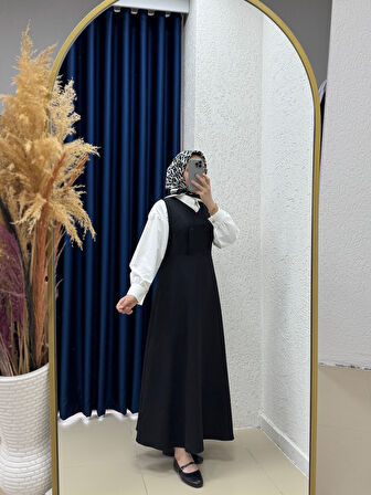 Zeninda Düğme Detaylı Jile-AS4059 Siyah