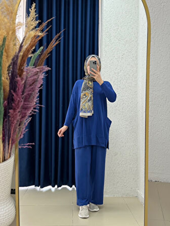 Velinda Yanları Cepli Sndy Takım-MF1786 Saks