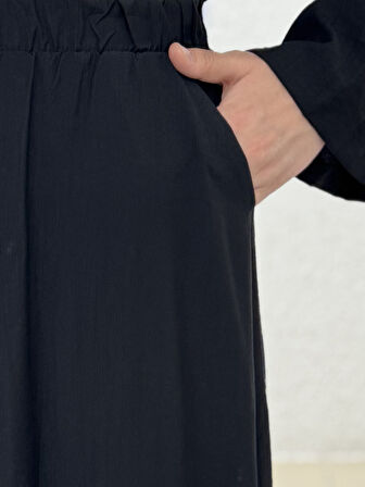 Serona Üstü Kimono Etekli Çilek Takım-EK556-AS079 Siyah
