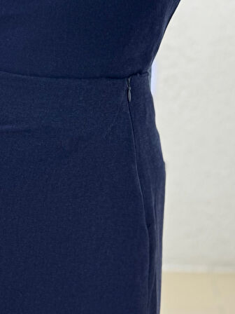 Serista Eteği Yandan Bağlamalı Keten Takım-EK262 Lacivert