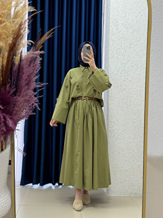 Erna Kemerli Poplin Etek-BN4362 Mint