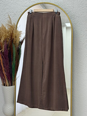 Meluna Relax Keten Pantolon-XE706 Kahve