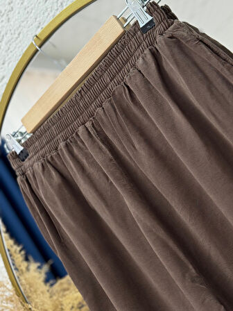 Meluna Relax Keten Pantolon-XE706 Kahve
