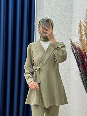 Bellinzona Kuşak Detaylı Ceketli Takım-AS00466 Mint