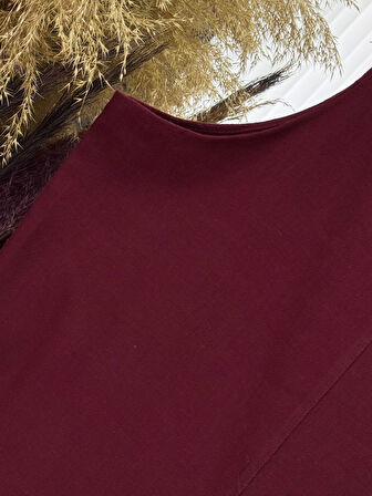 Melinda Toka Detaylı Keten Jile-AS4080 Bordo