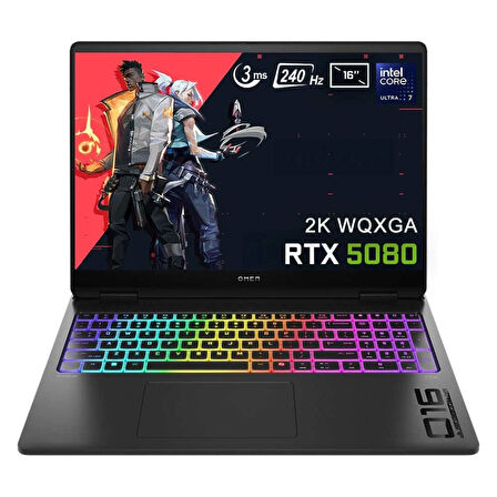 HP OMEN Max 16-ah0014nt Intel Core Ultra 7-255HX 32GB DDR5 2TB SSD GeForce RTX 5080 16GB 16 inç 2K WQXGA 240Hz 3ms IPS FreeDos Gaming Laptop (B8SQ9EA)