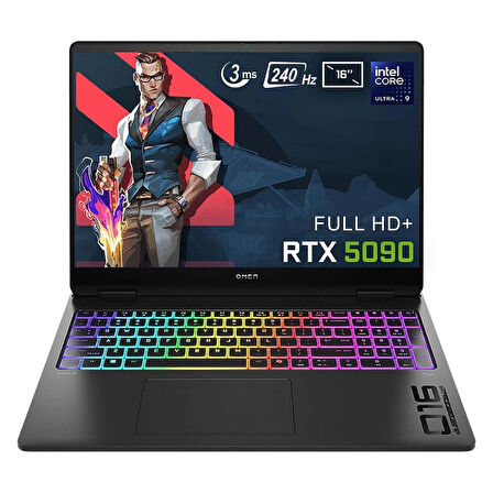 HP OMEN Max 16-ah0005nt Intel Core Ultra 9-275HX 64GB DDR5 2TB SSD GeForce RTX 5090 24GB 16 inç Full HD+ 165Hz 3ms IPS FreeDos Gaming Laptop (B92QNEA)
