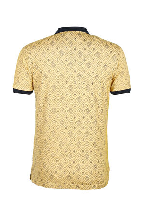 Erkek Polo Yaka Tişört Desenli Sarı %100 Pamuk Slim Fit T-shirt NCS JEANS 1989