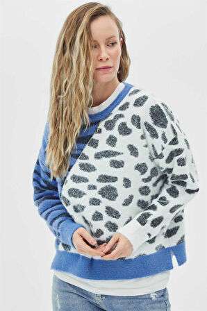 Two Mail Kadın Fermuar Detaylı Bluz 3081704 Mavi