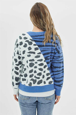 Two Mail Kadın Fermuar Detaylı Bluz 3081704 Mavi