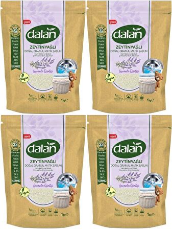 Dalan Matik Vegan Organik Lavanta Parfümlü Beyazlar ve Renkliler İçin Granül Sabun 4 x 1 kg 128 Yıkama