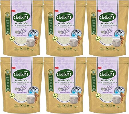 Dalan Matik Vegan Organik Lavanta Parfümlü Beyazlar ve Renkliler İçin Granül Sabun 6 x 1 kg 192 Yıkama
