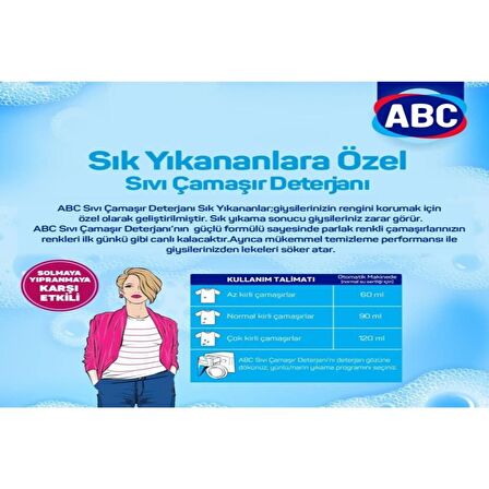 Abc Sıvı Deterjan Sık Yıkananlara Özel 2 x 3 Lt 50 x 2:100 Yıkama