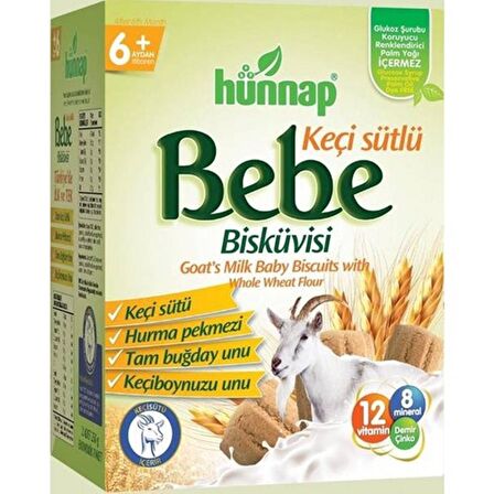 Hünnap Keçi Sütlü Bebek Bisküvisi 400 Gr x 12 Adet
