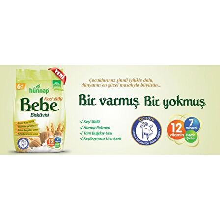 Hünnap Keçi Sütlü Bebek Bisküvisi 400 Gr x 12 Adet
