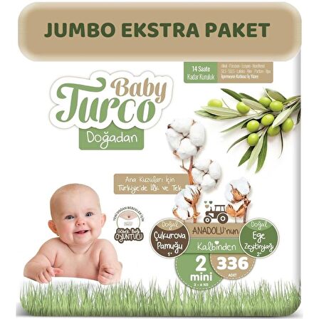 Baby Turco Doğadan Bebek Bezi 2 Beden 3-6 Kg 336'lı 