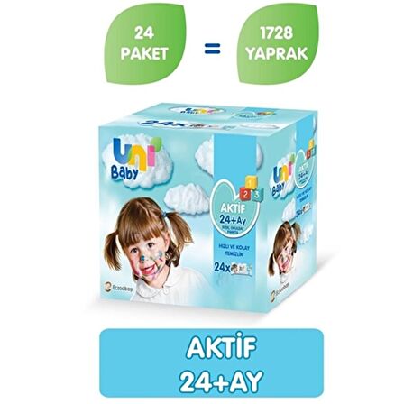 Uni Baby Aktif Islak Mendil Havlu 24 X 72 Yaprak 1728 Yaprak