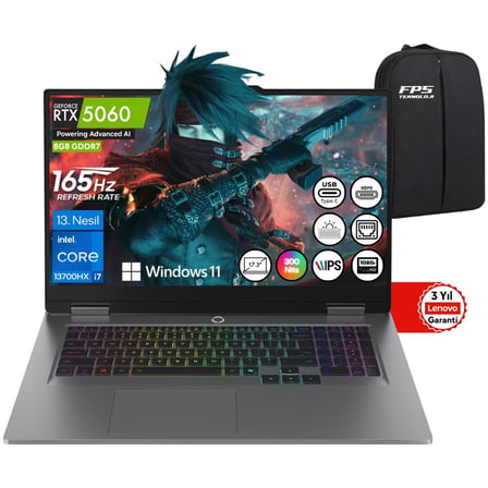 Loq I7-13700HX RTX5060 24GB Ram 2tb SSD 17.3" Fhd IPS W11 83JH00BQTR Taşınabilir Bilgisayar