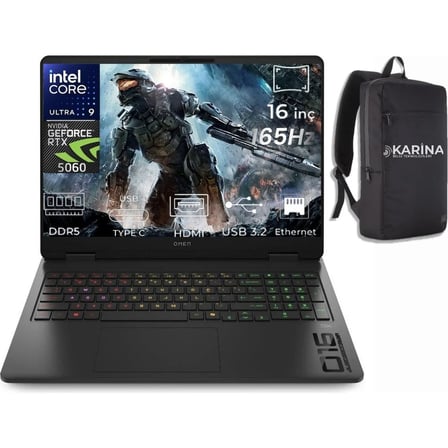 HP Omen Slim 16-AN0000NT Ultra 9 285H BQ3Z2EA-K11 32GB 1tb RTX5060 8gb W11PRO 16" Wuxga Gaming Laptop & Karina Çanta
