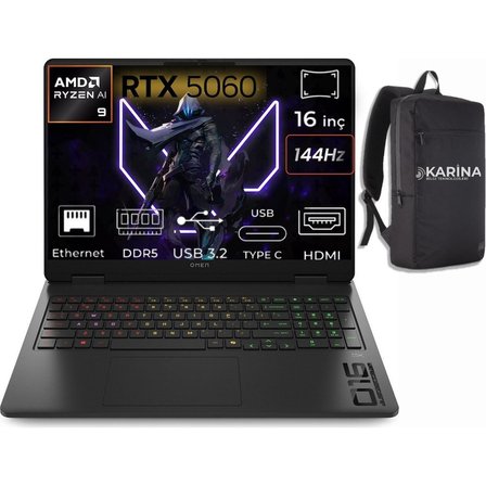 HP Omen 16-AP0020NT Amd Ryzen Aı 9 365 C12CPEA-K02 96GB 1tb RTX5060-8GB Freedos 16" Wuxga 144Hz Taşınabilir Bilgisayar