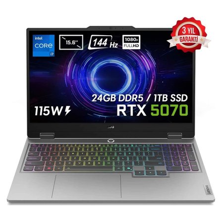 Lenovo LOQ 15IRX10 83JE00EWTR i7-13650HX 24 GB 1 TB SSD RTX5070 15.6" Full HD Gaming Laptop - OUTLET