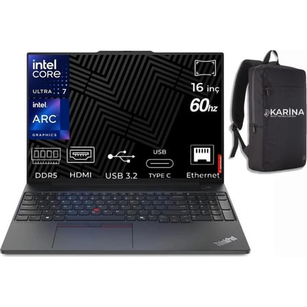 Lenovo Thinkpad E16 Gen 3 Ultra 7 255H 21SR006RTX-K57 64GB 2tb Arc 140T W11PRO 16"60Hz Wuxga Notebook