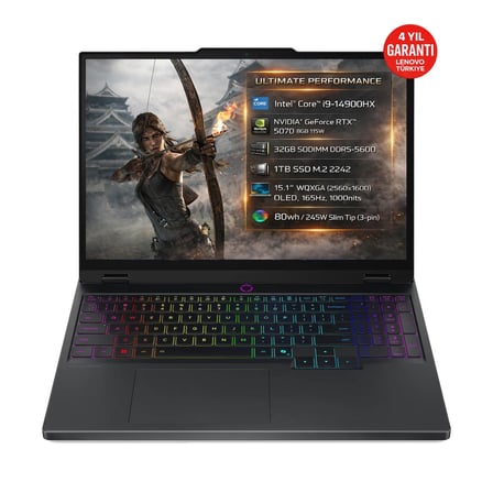 Lenovo Legion 5 83LY00L1TR i9-14900HX 32GB 1TBSSD RTX5070 15.1" WQXGA FreeDOS Dizüstü Bilgisayar