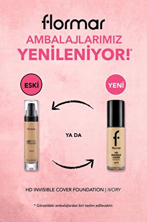 Flormar Invisible Cover HD Hafif Yapılı & Yarı Parlak Bitişli SPF30 Fondöten