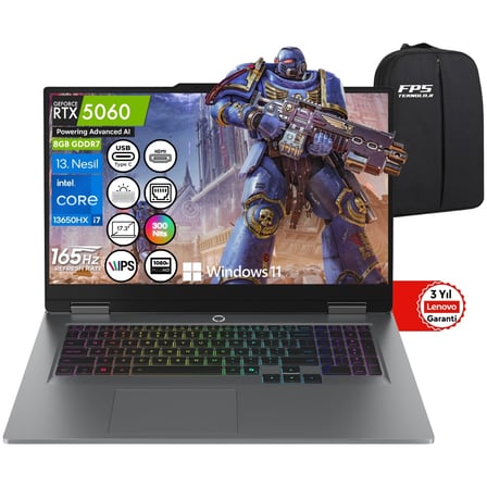 Loq 17IRX10 I7-13650HX RTX5060 115W 32GB Ram 4tb SSD 17.3" Fhd IPS 165Hz 83JH006DTR Taşınabilir Bilgisayar