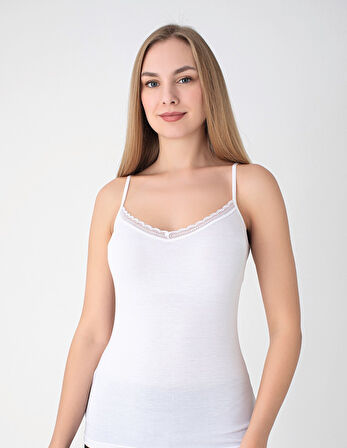 Bambu İnce Askılı Dantelli Atlet 3'lü Paket