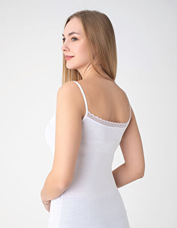 Bambu İnce Askılı Dantelli Atlet 3'lü Paket