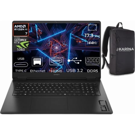 HP Omen 17-DB1015NT Ryzen Aı 7 350 C2EZ5EA-K38 64GB 4tb RTX5060 8gb W11PRO 17.3" Full Hd Gaming Laptop