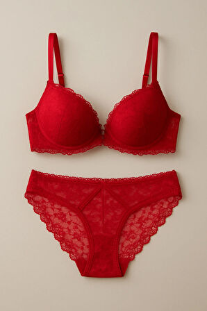 Sütyen Külot İç Çamaşır Takım Dolgusuz Göğüs Destekli Şık Gece Ayarlanır Askılı Takım