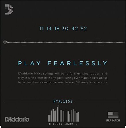 D'Addario NYXL1152 Nickel Wound Electric Guitar Strings Takım Tel Elektro Gitar Teli 011-052