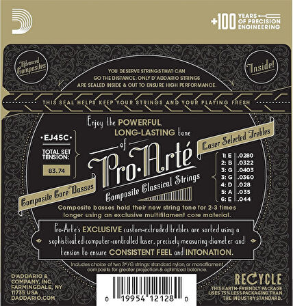 Daddario EJ45C Pro-Arte Composite Normal Tension Klasik Gitar Teli