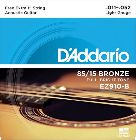 DADDARIO AKUSTİK GİTAR TEL SETİ, 85/15 BRONZE, LIGHT GAUGE (