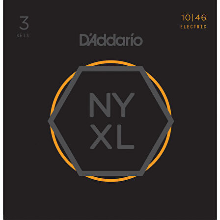 D'Addario NYXL1046-3P Regular Light NYXL Nickel Wound Multi-Pack Elektro Gitar Teli 010 (3 Set)