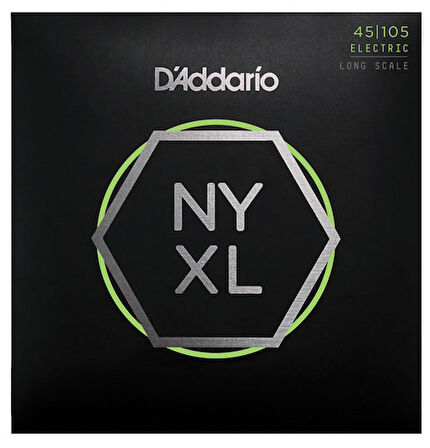 D'addario NYXL45105, Set Long Scale, Light Top / Med Bottom, 45-105 Takım Tel Bas Gitar Teli 45-105