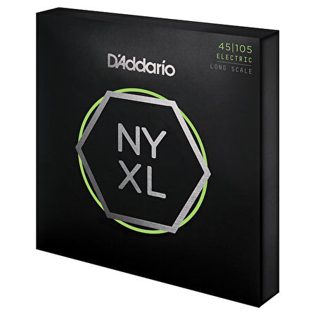 D'addario NYXL45105, Set Long Scale, Light Top / Med Bottom, 45-105 Takım Tel Bas Gitar Teli 45-105