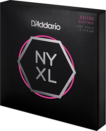 D'Addario NYXL32130, Set Long Scale, Regular Light 6-String, 32-130 Takım Tel 6 Telli Bas Gitar Teli 032-130