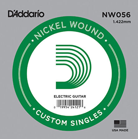 D'Addario Acoustic or Electric Nickel Wound Singles .056 - NW056 Elektro ve Akustik Gitar Tek Tel