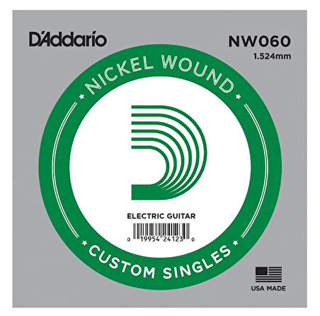 D'Addario Acoustic or Electric Nickel Wound Singles .060 - NW060 Elektro ve Akustik Gitar Tek Tel